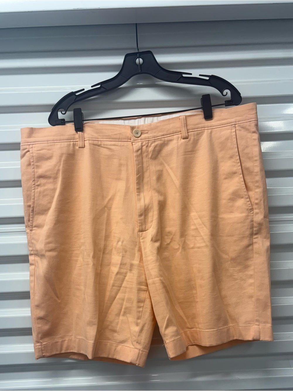 Roundtree & Yorke Men's Beige Chino Shorts Cotton Spandex Flat Front Stretch